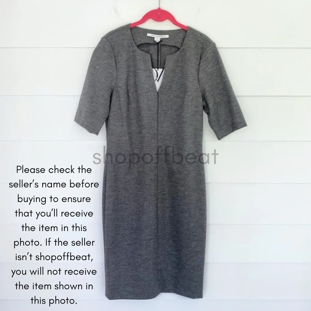 NEW Diane Von Furstenberg Wool Blend Aurora Dress Heather Grey 14 - Picture 7 of 13